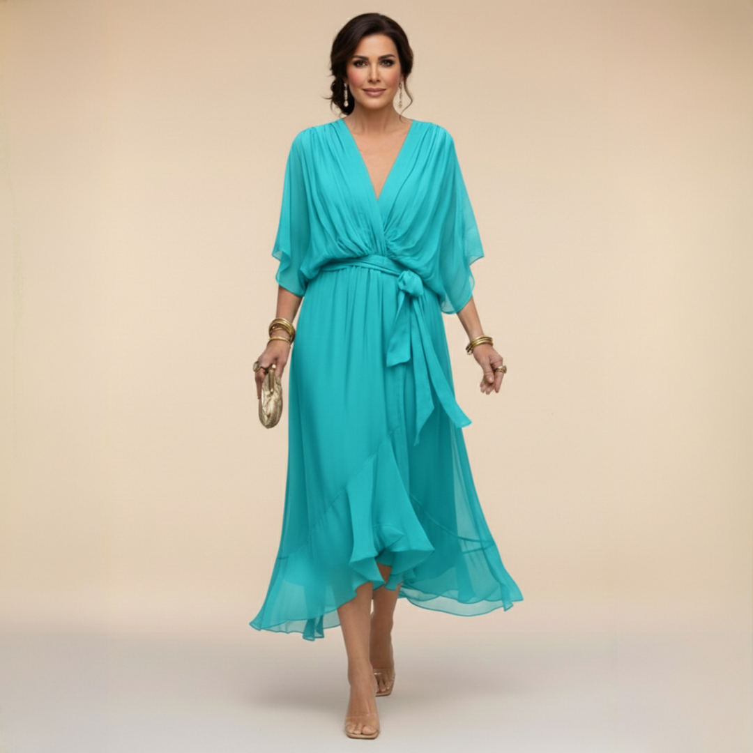 MARISSA™ | CHIFFON DRESS WITH V-NECK