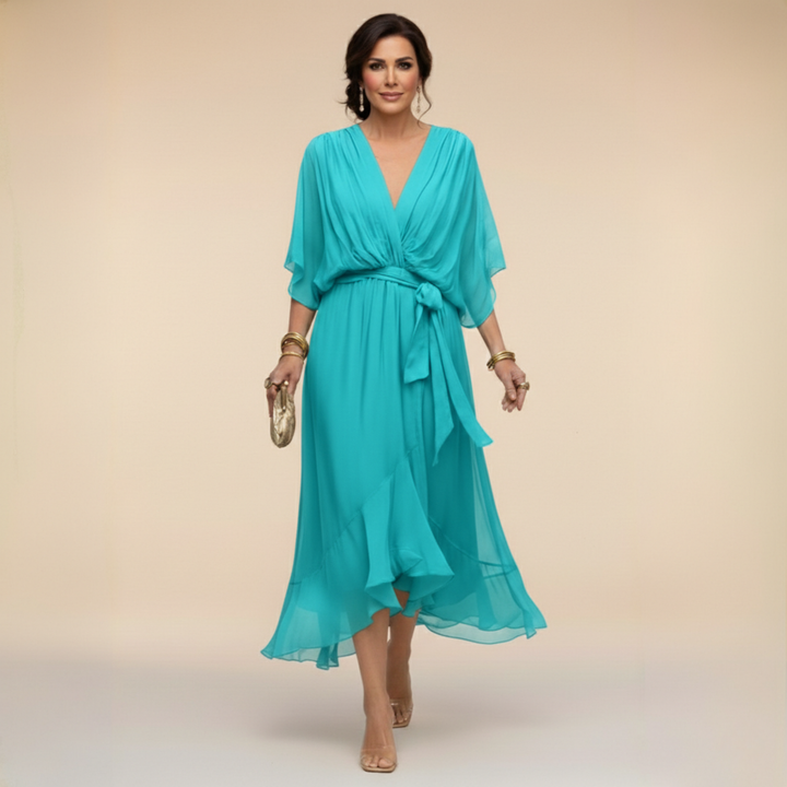 MARISSA™ | CHIFFON DRESS WITH V-NECK