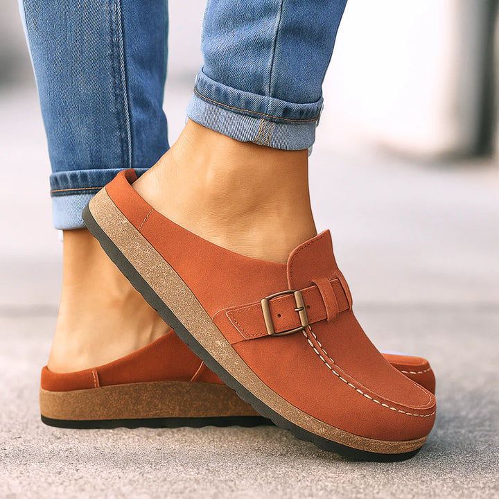 Marbella – Suede Buckle Comfort Clogs