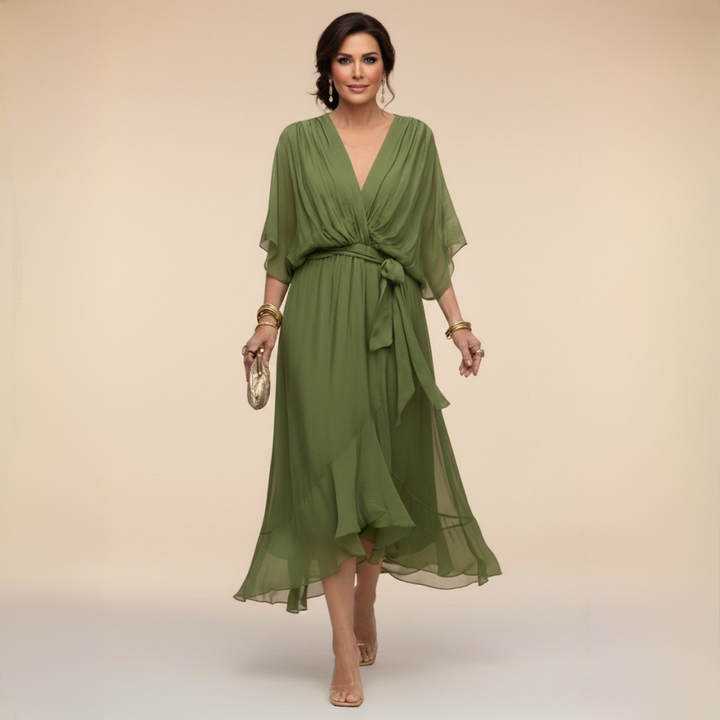 MARISSA™ | CHIFFON DRESS WITH V-NECK