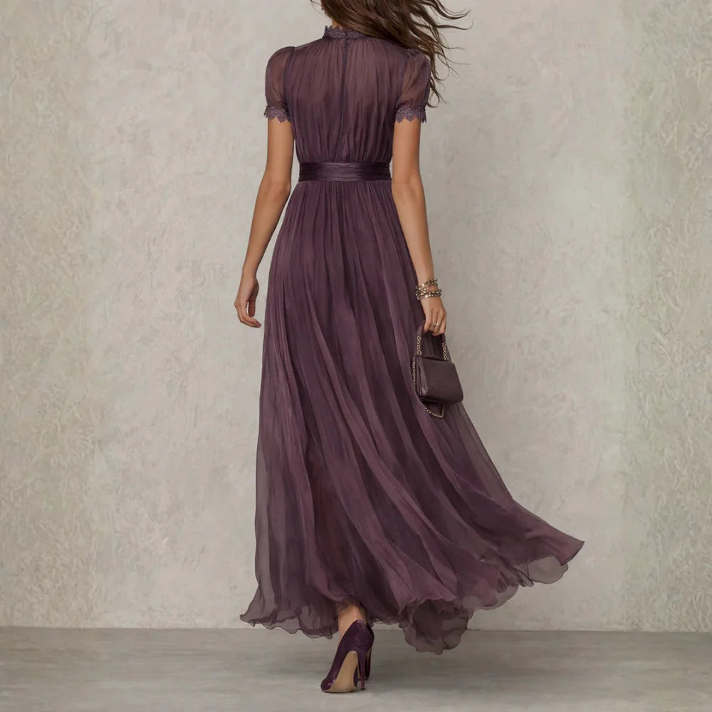 Florence | Lace Trim Chiffon Maxi Dress