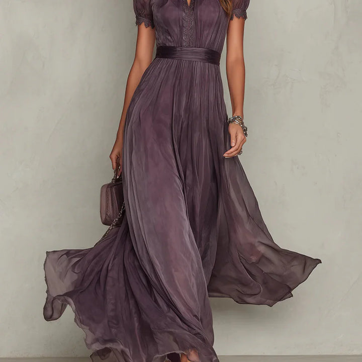 Florence | Lace Trim Chiffon Maxi Dress
