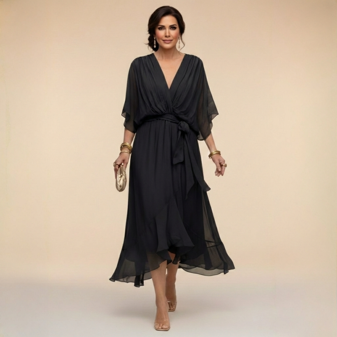 MARISSA™ | CHIFFON DRESS WITH V-NECK