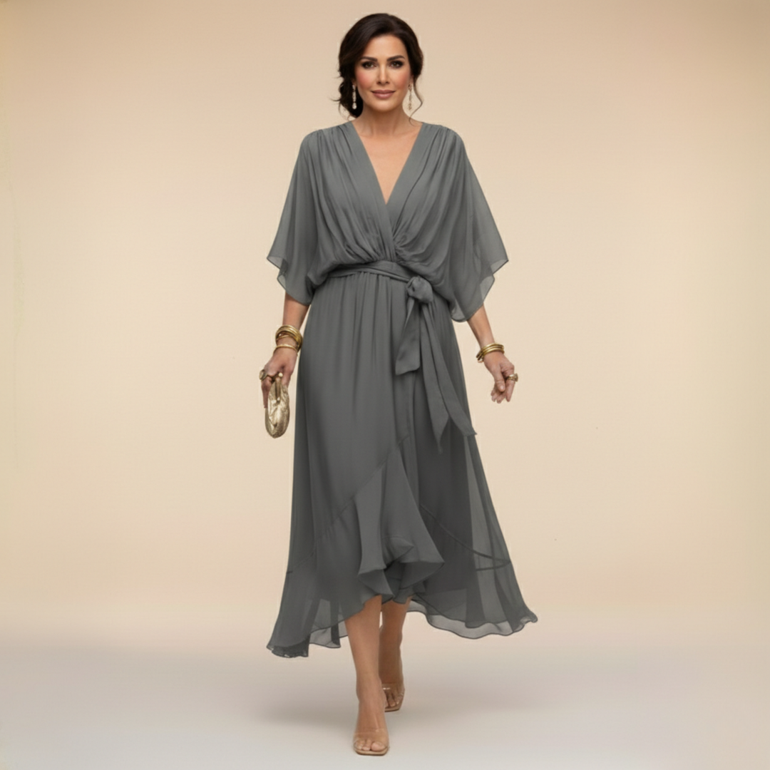 MARISSA™ | CHIFFON DRESS WITH V-NECK