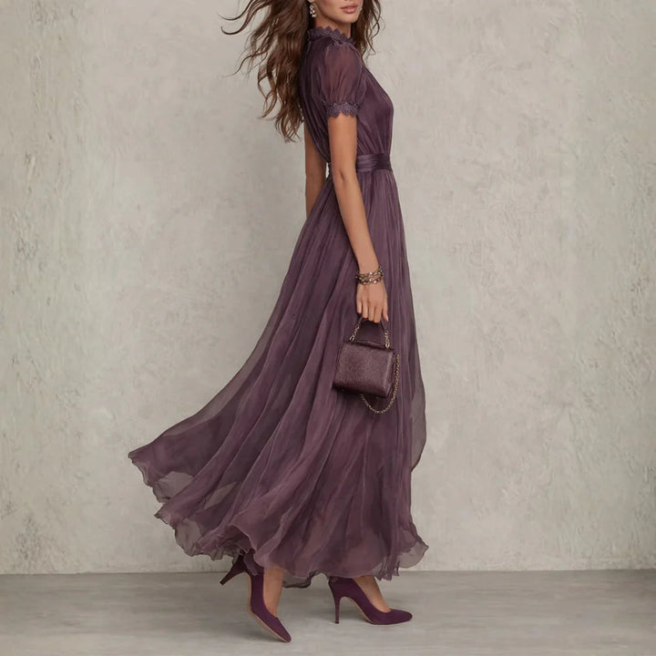 Florence | Lace Trim Chiffon Maxi Dress