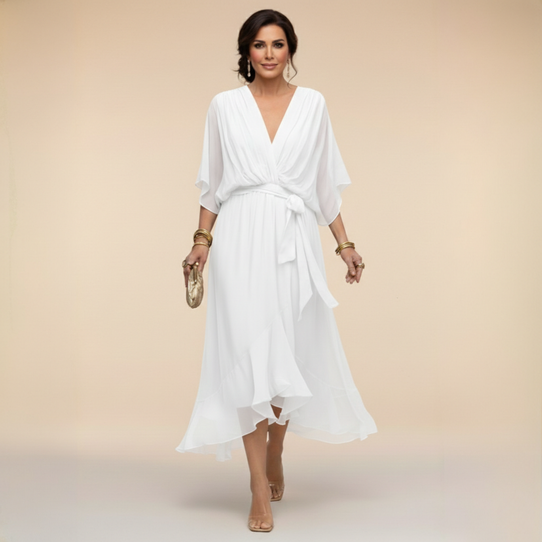 MARISSA™ | CHIFFON DRESS WITH V-NECK