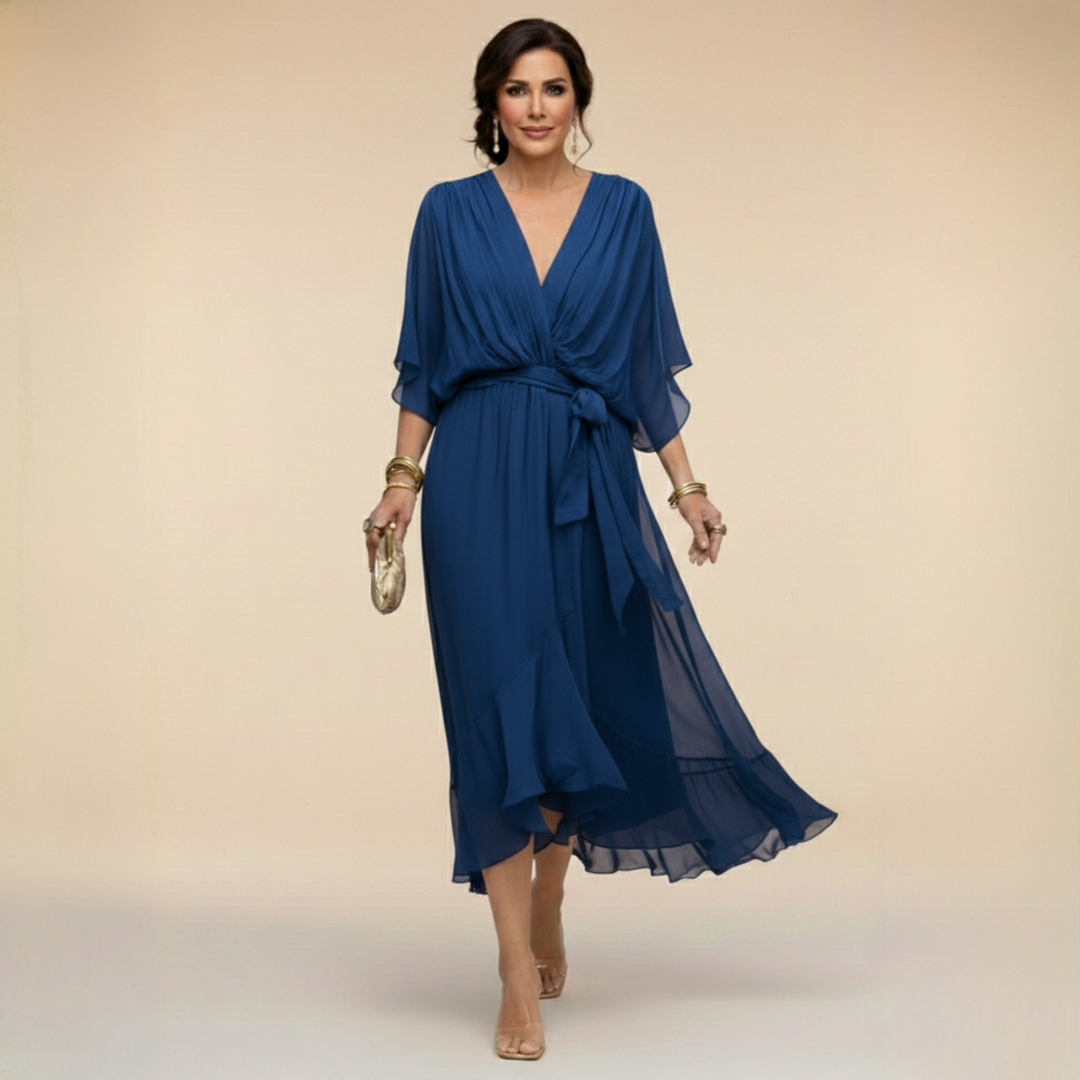 MARISSA™ | CHIFFON DRESS WITH V-NECK