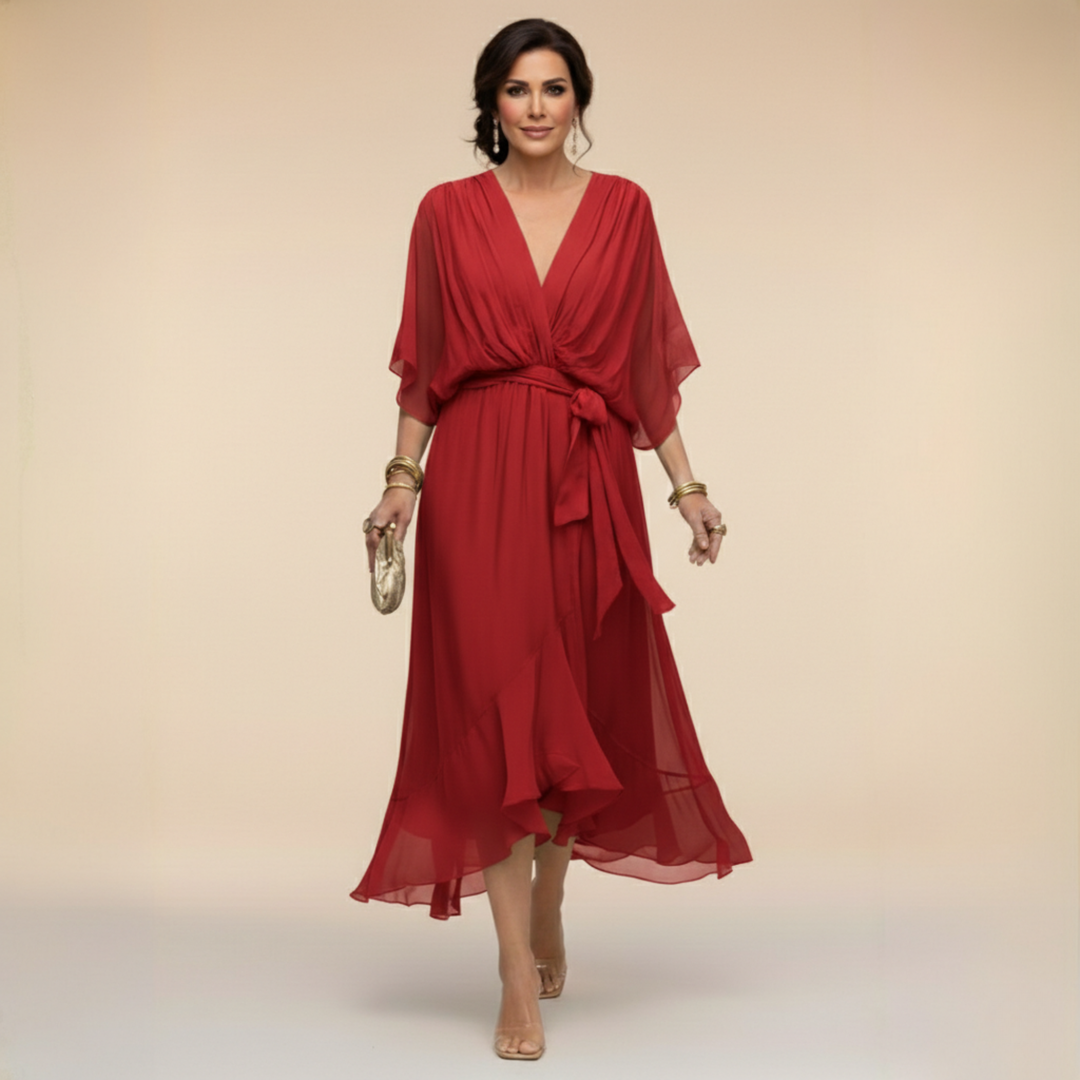 MARISSA™ | CHIFFON DRESS WITH V-NECK