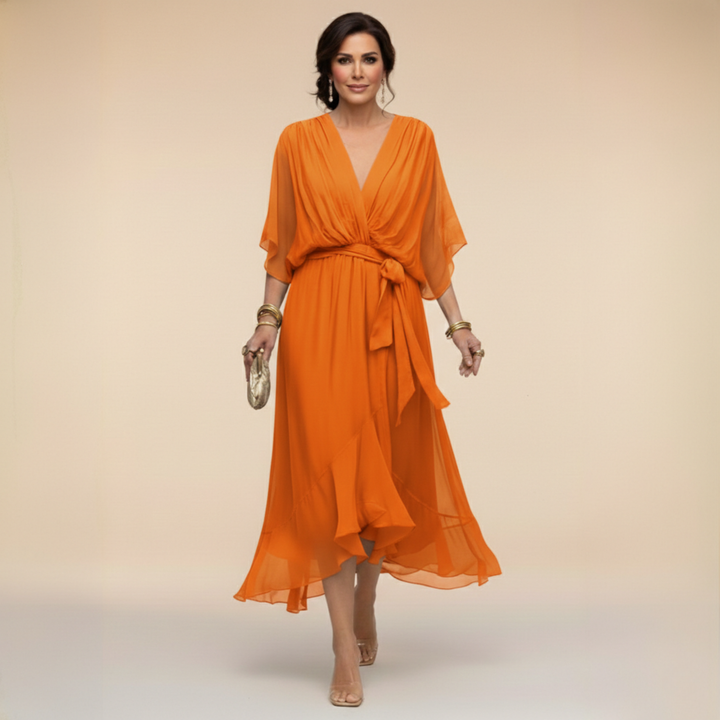 MARISSA™ | CHIFFON DRESS WITH V-NECK
