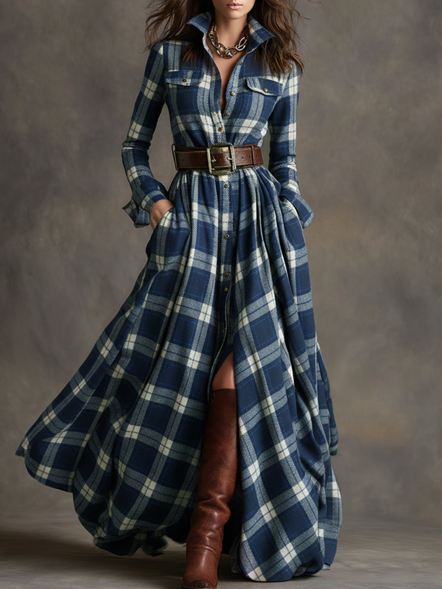 NELL | Belted Shirt Maxi Dress