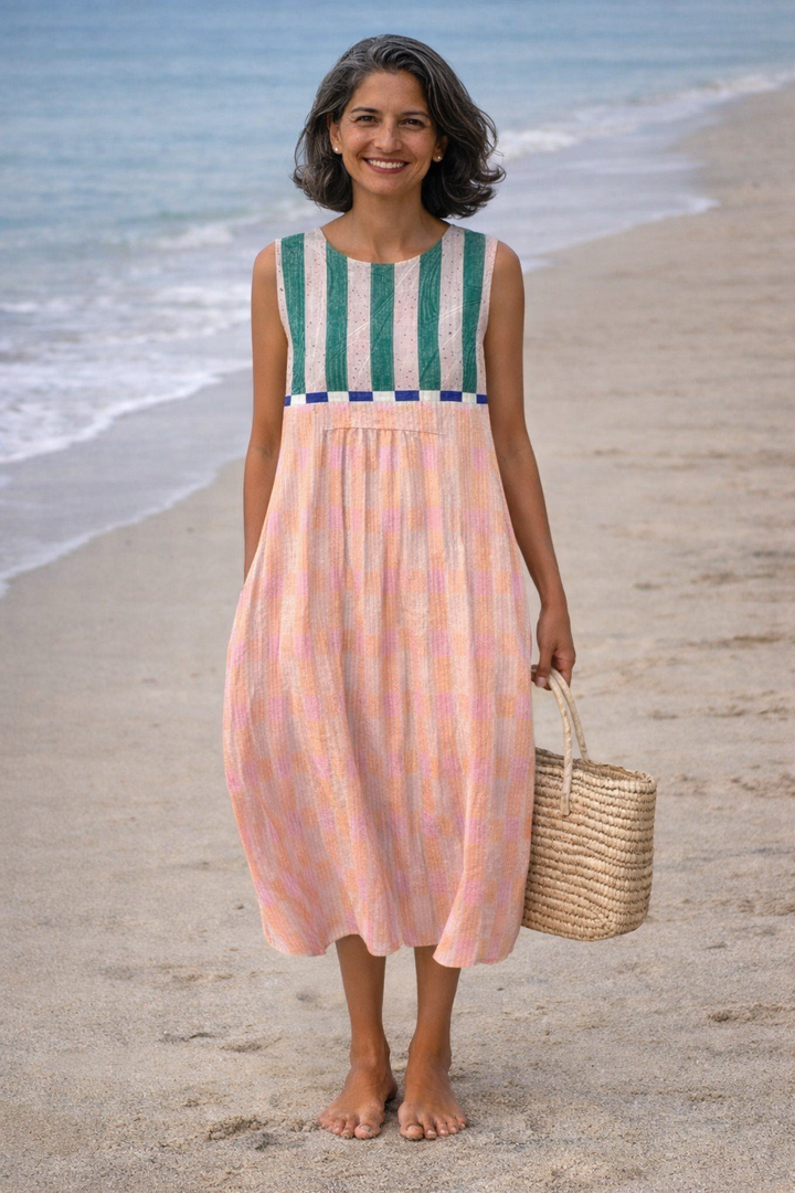 Lilian | Pastel Striped Midi Dress