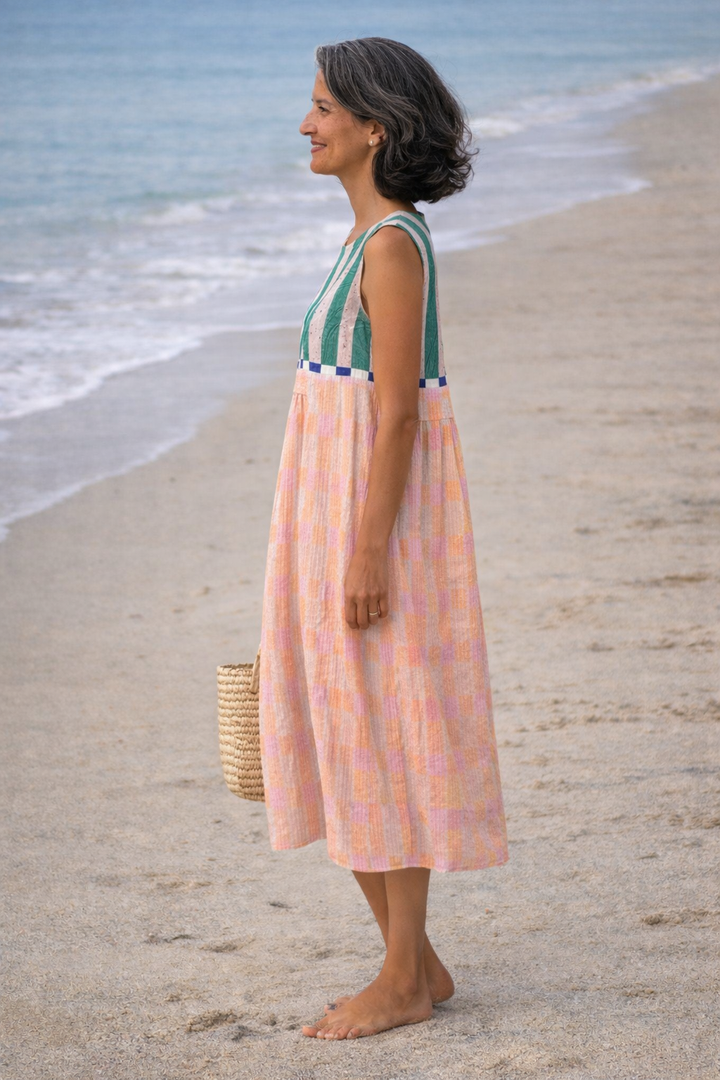 Lilian | Pastel Striped Midi Dress