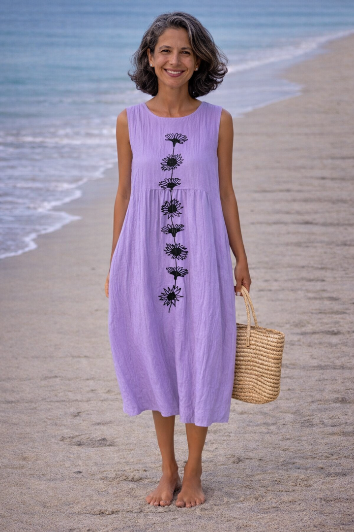 Sarah | Midi dress with purple flowers