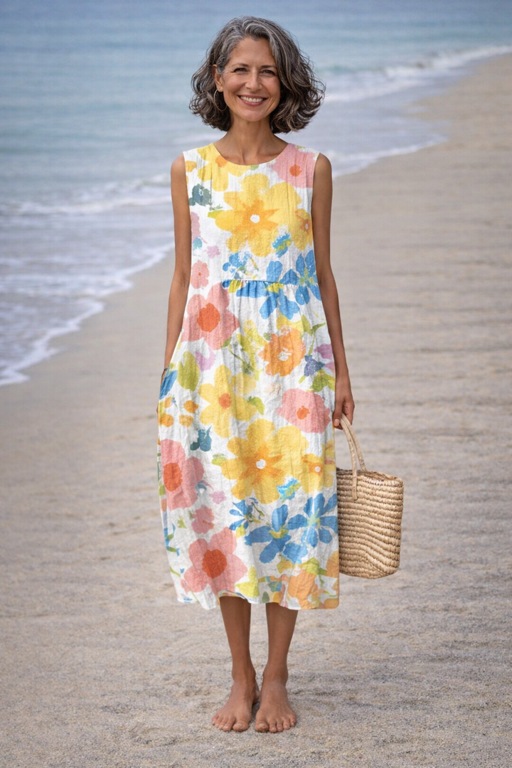 Shelby | Pastel Floral Midi Dress