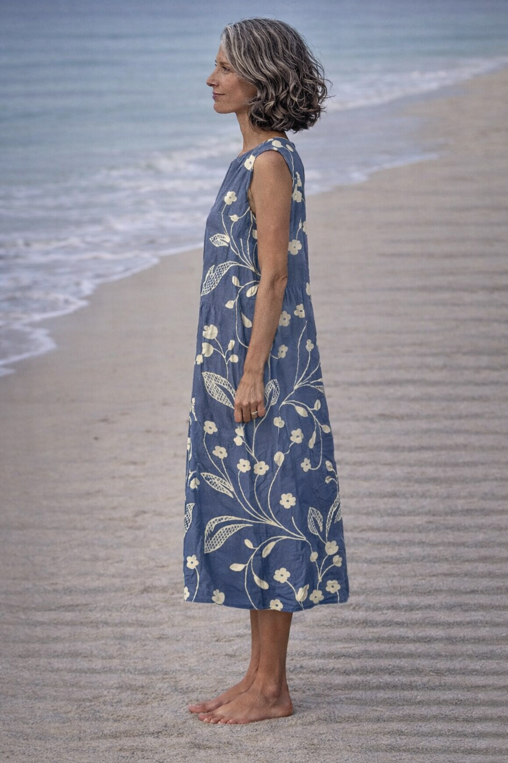 Stella | Sleeveless Midi Dress With Vintage Flowers