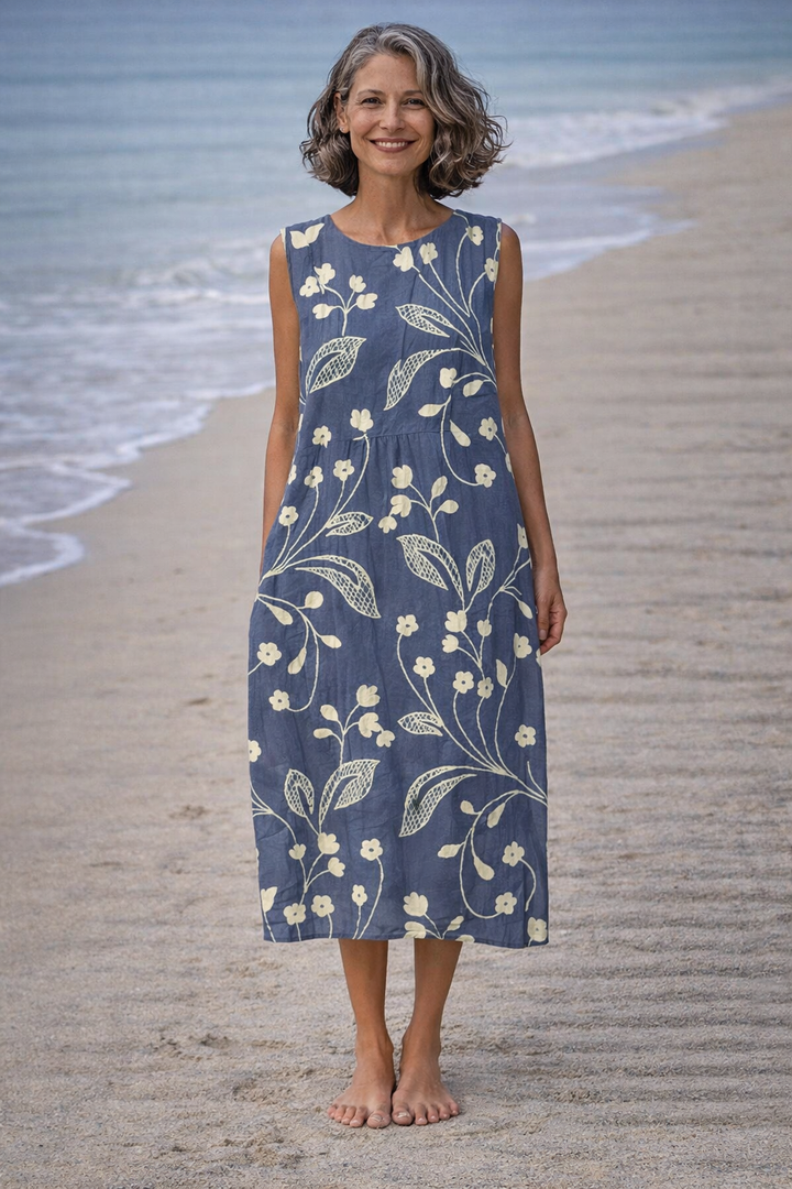 Stella | Sleeveless Midi Dress With Vintage Flowers