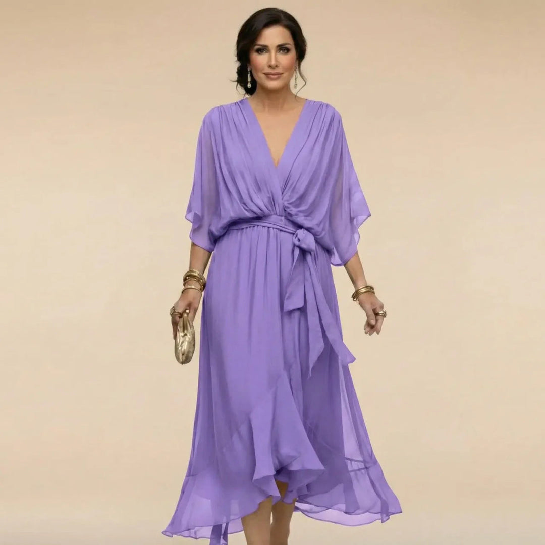MARISSA™ | CHIFFON DRESS WITH V-NECK