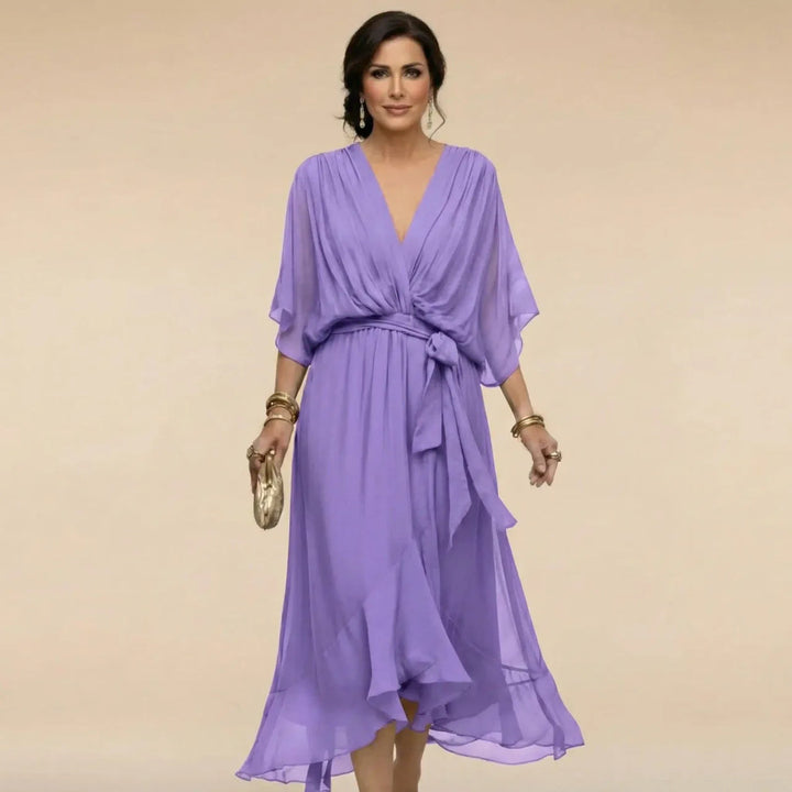 MARISSA™ | CHIFFON DRESS WITH V-NECK