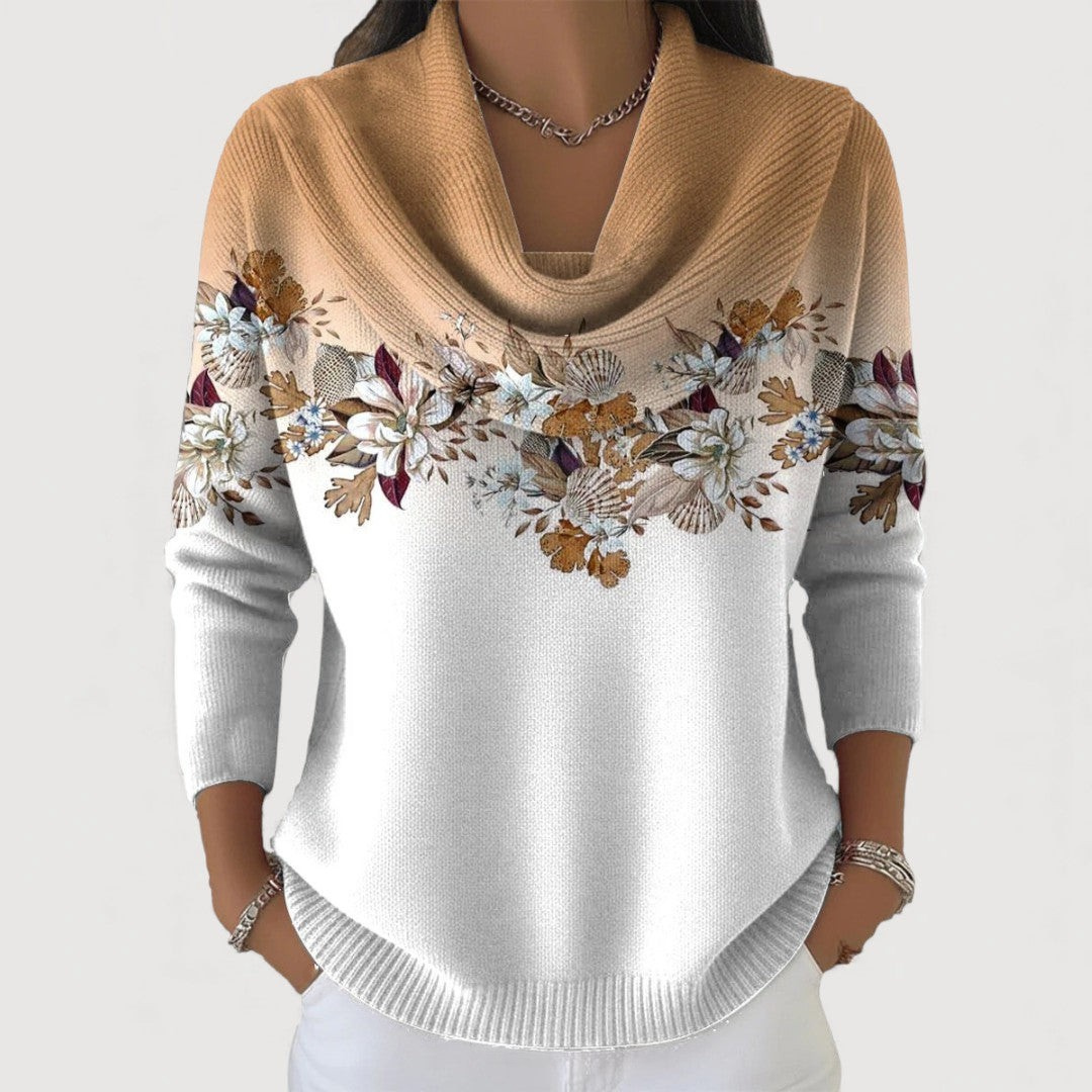 Veronica™ | Floral Sweater with Soft Collar Top