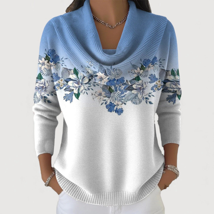 Veronica™ | Floral Sweater with Soft Collar Top