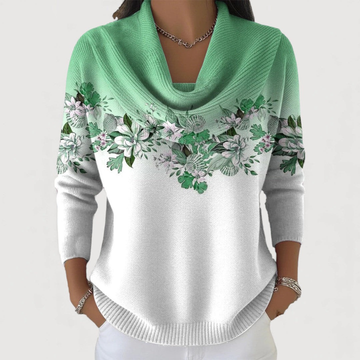 Veronica™ | Floral Sweater with Soft Collar Top