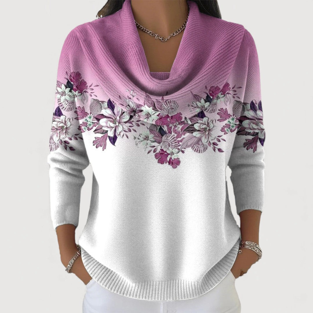 Veronica™ | Floral Sweater with Soft Collar Top