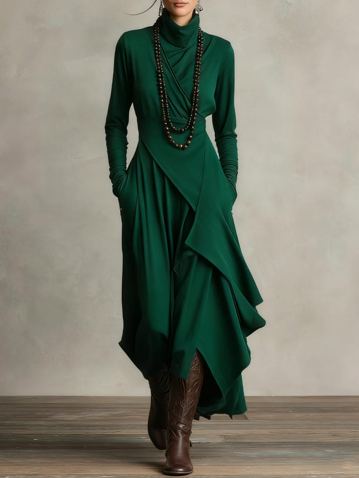 Ariane™ Vintage Asymmetrical Turtleneck Dress
