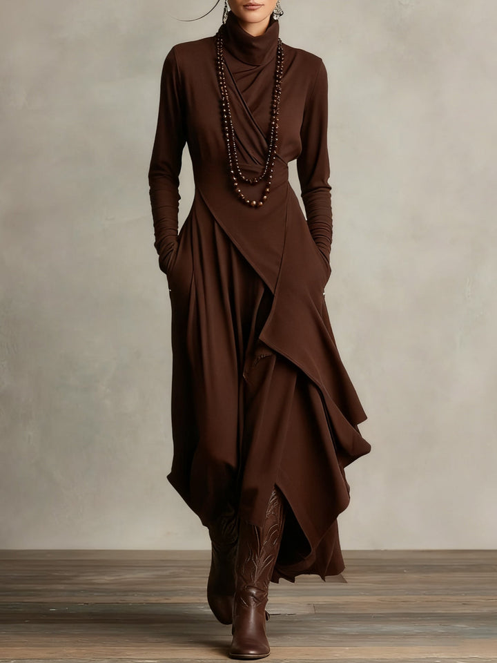 Ariane™ Vintage Asymmetrical Turtleneck Dress