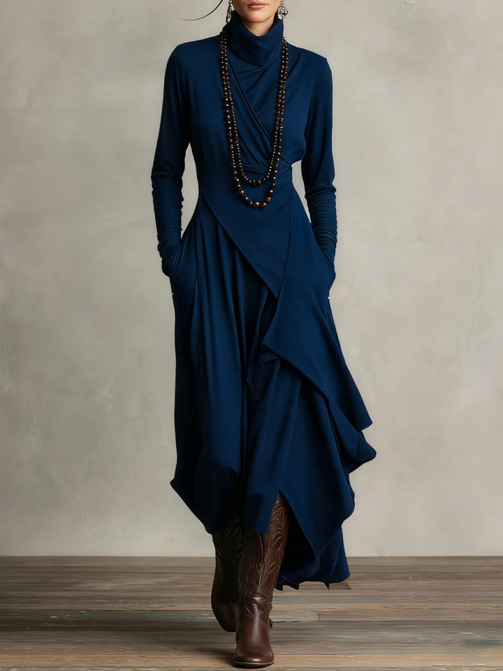 Ariane™ Vintage Asymmetrical Turtleneck Dress