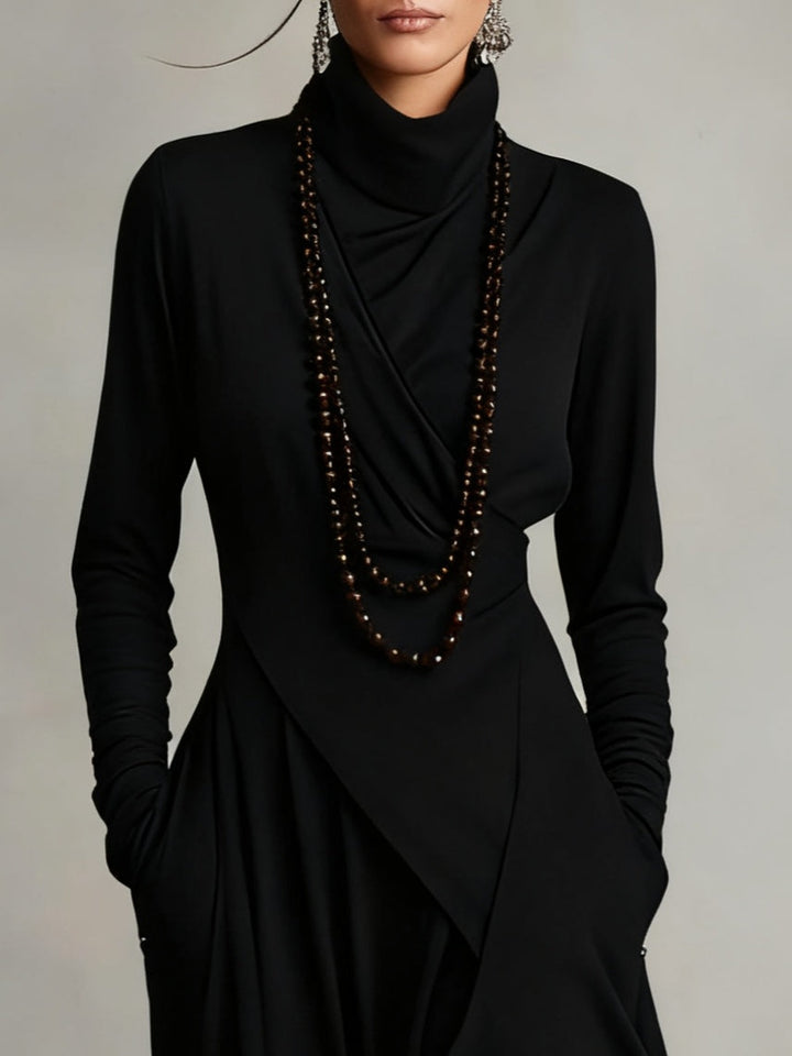 Ariane™ Vintage Asymmetrical Turtleneck Dress