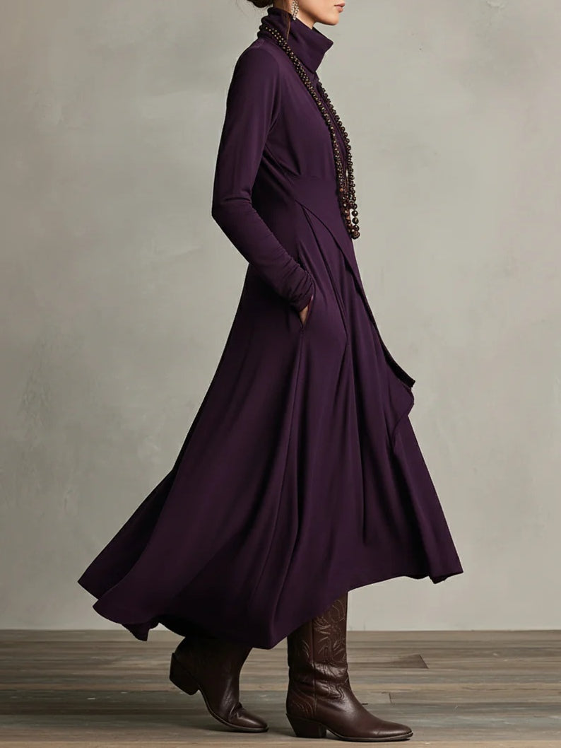 Ariane™ Vintage Asymmetrical Turtleneck Dress