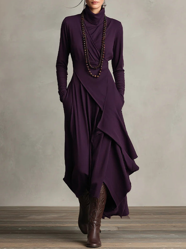 Ariane™ Vintage Asymmetrical Turtleneck Dress