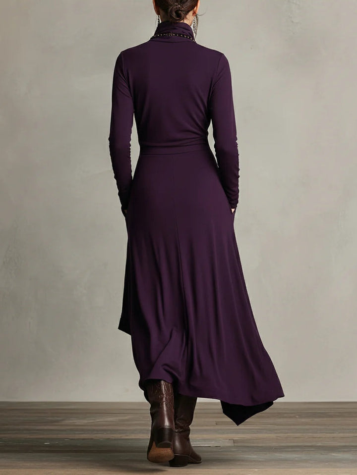 Ariane™ Vintage Asymmetrical Turtleneck Dress