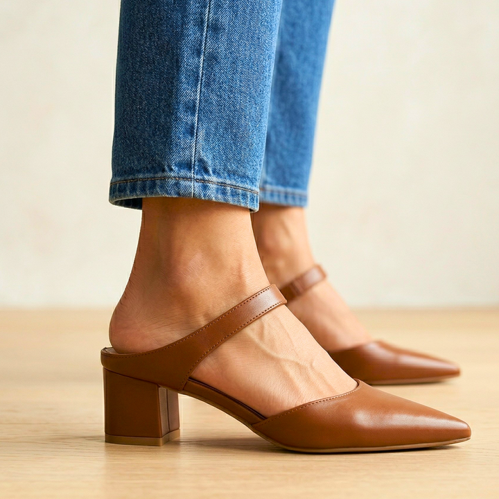 Valeria Leather Slingback Heels