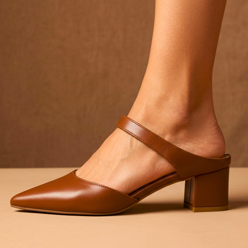 Valeria Leather Slingback Heels